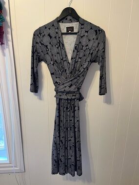 Black & Gray Wrap Dress
